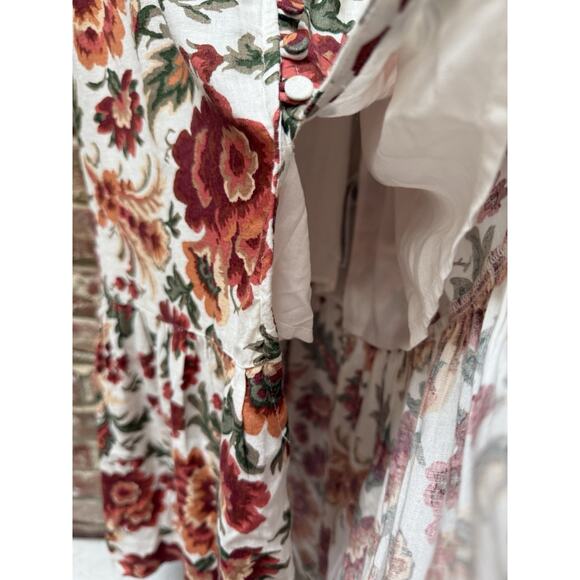 Abercrombie & Fitch Floral Button Front Slit Maxi Dress Sz M Petite Linen Blend - Picture 4 of 9